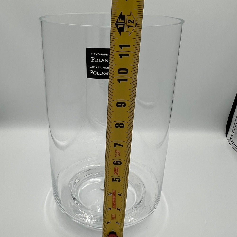 HomeGoods Glass Cylinder Vase Women OS Clear Brand New Handmade in Poland 12in - Picture 4 of 5